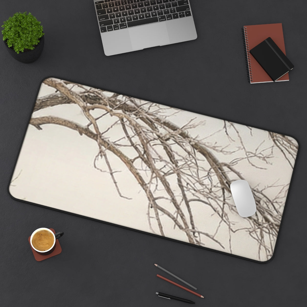 Desk Mat - Minimalist Winter Serenity