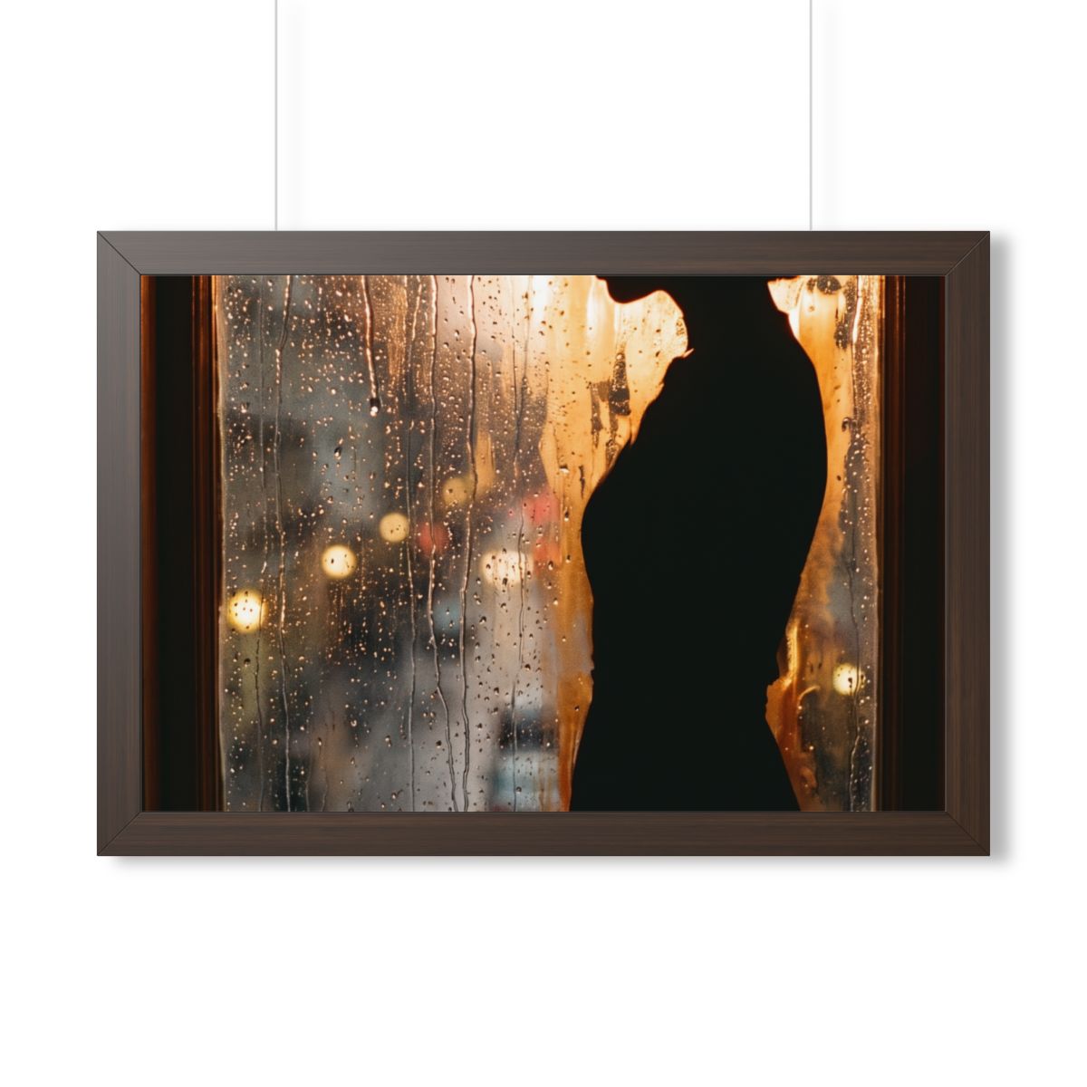 Framed Horizontal Poster - Twilight Rain — Walnut (14×11......