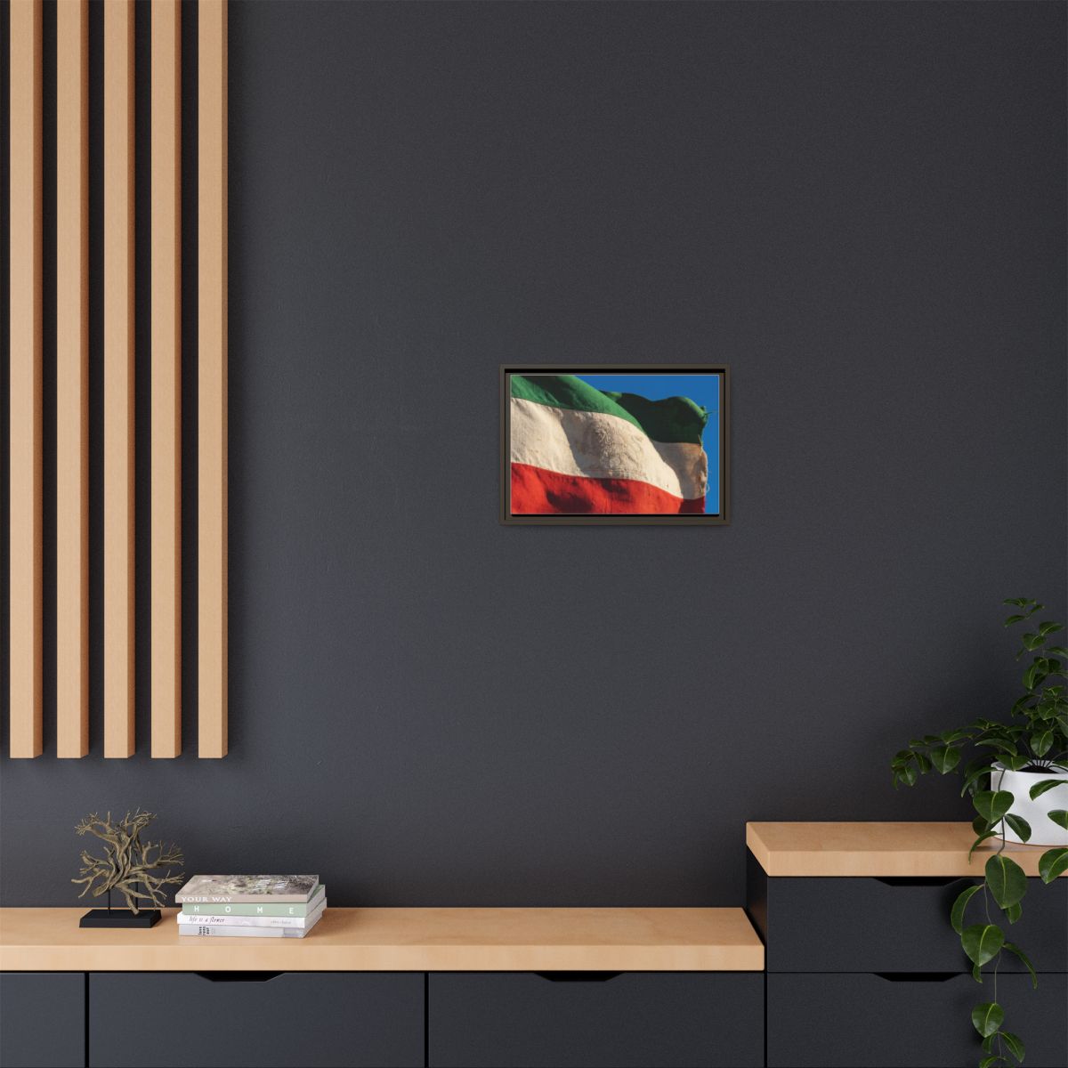 Framed Canvas Art - Distressed Flag — Espresso / 1.25"