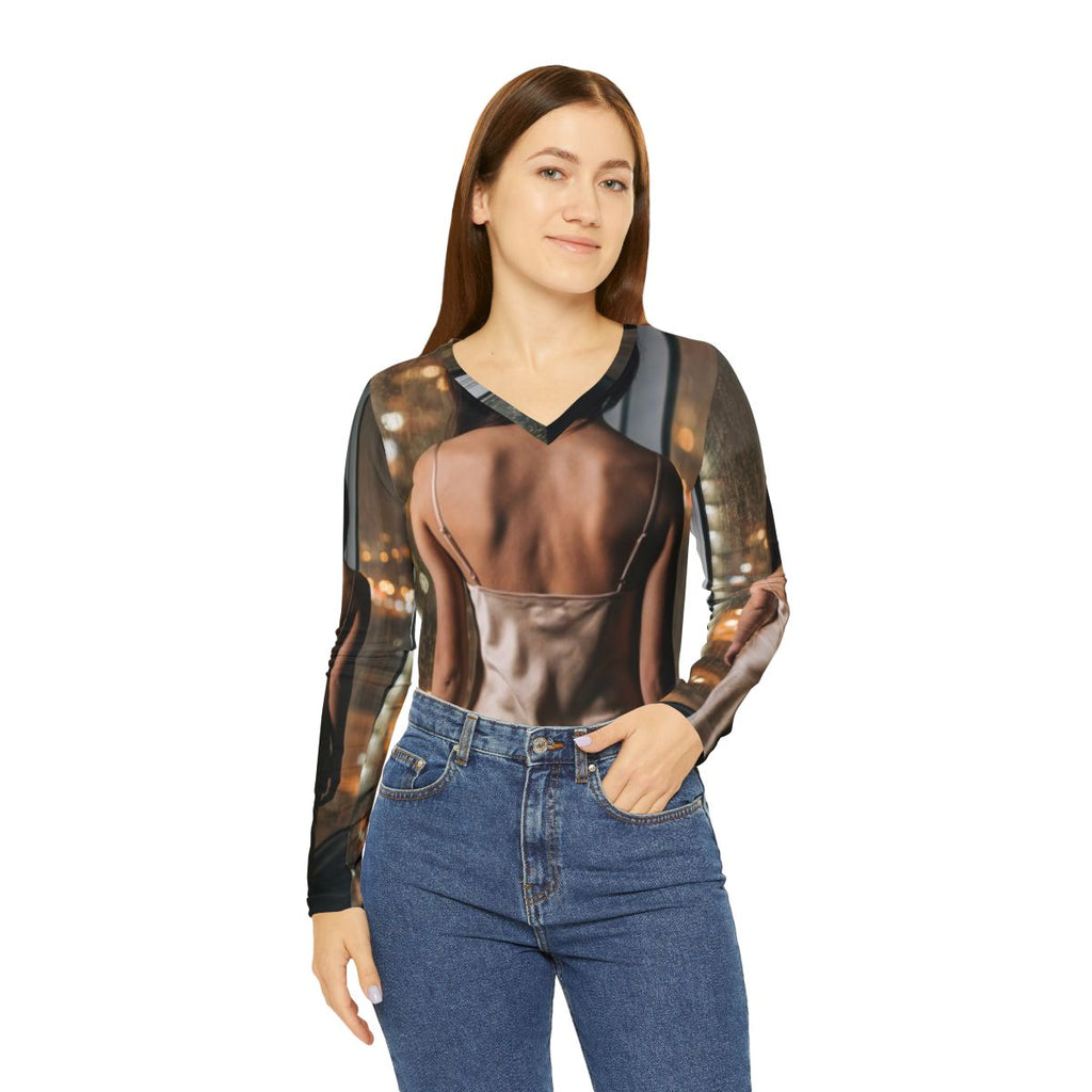 Women's V-neck - Shimmering Rainscape | Echovira Gallery