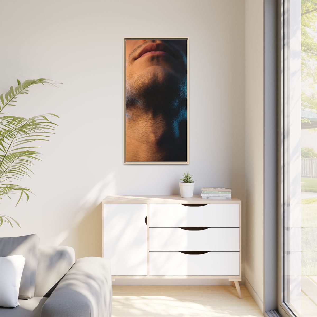 Matte Canvas, Framed - Neon Shadows Cinematic Portrait Art...