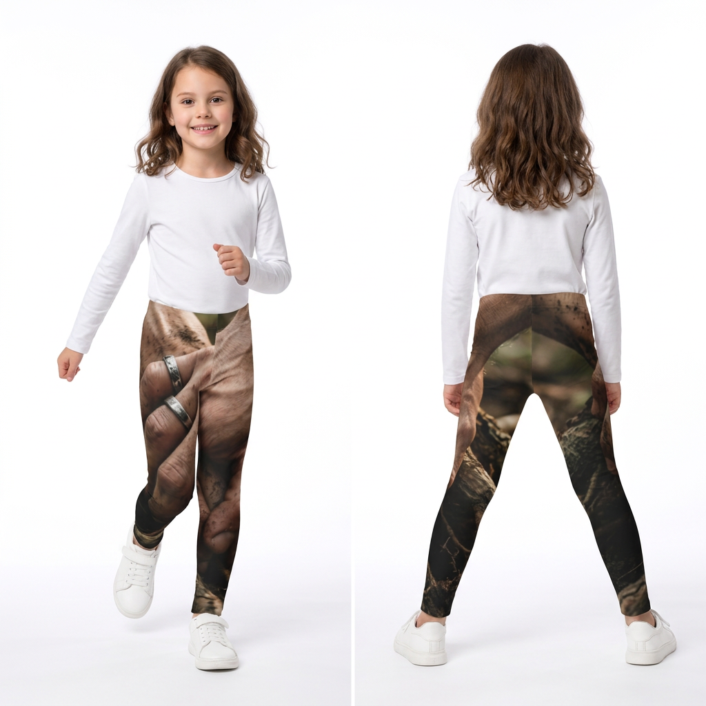 Kids Leggings with Forest Roots Art