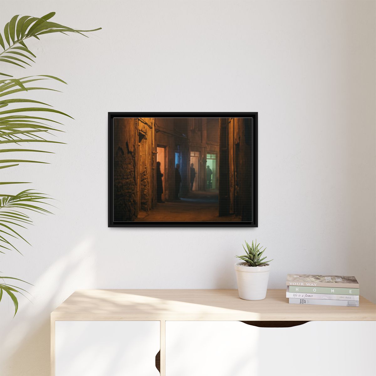 Matte Canvas, Framed - Shadowed Alleyway Mystery Art Print...