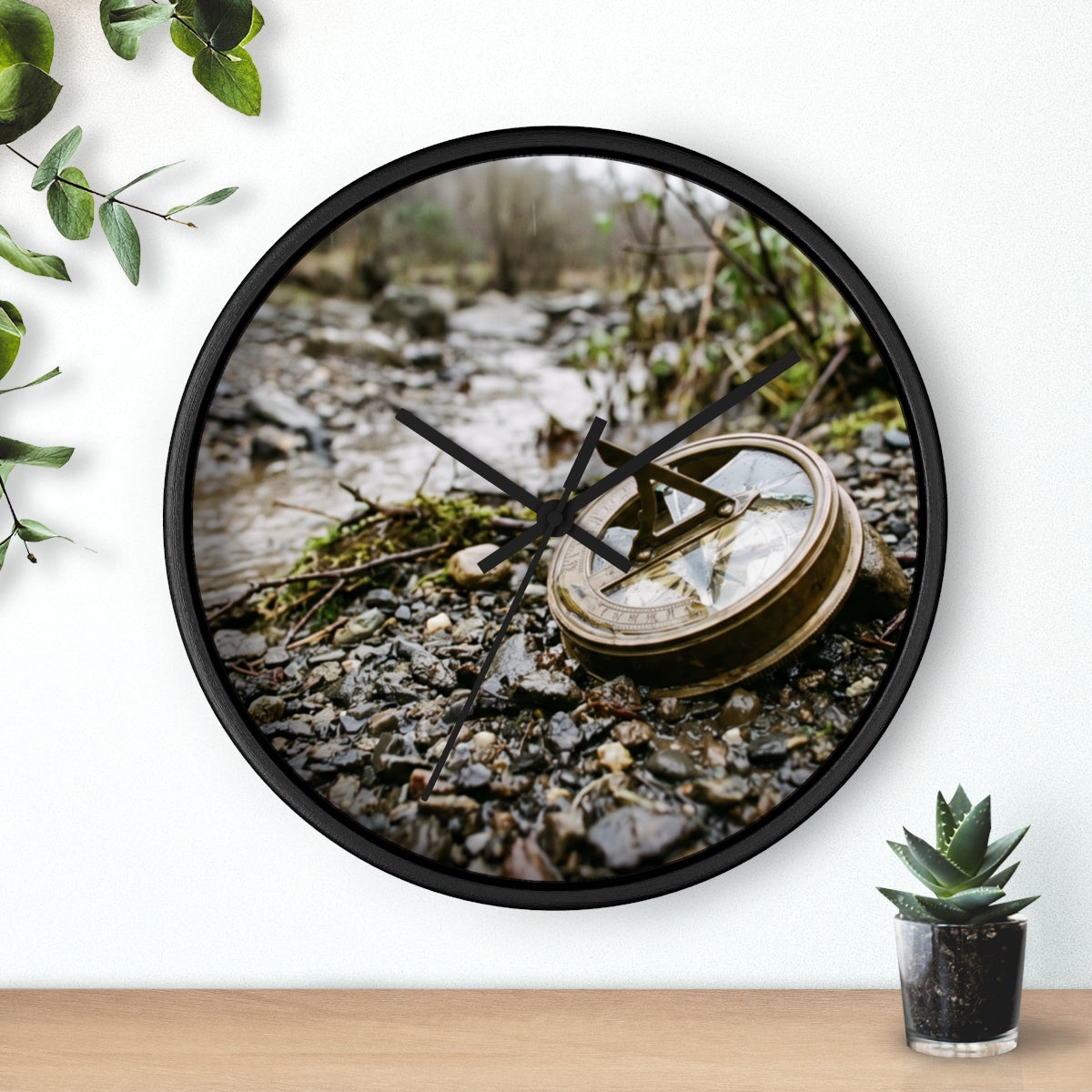 Wall Clock - Forest Stream Sundial Time | Echovira Gallery