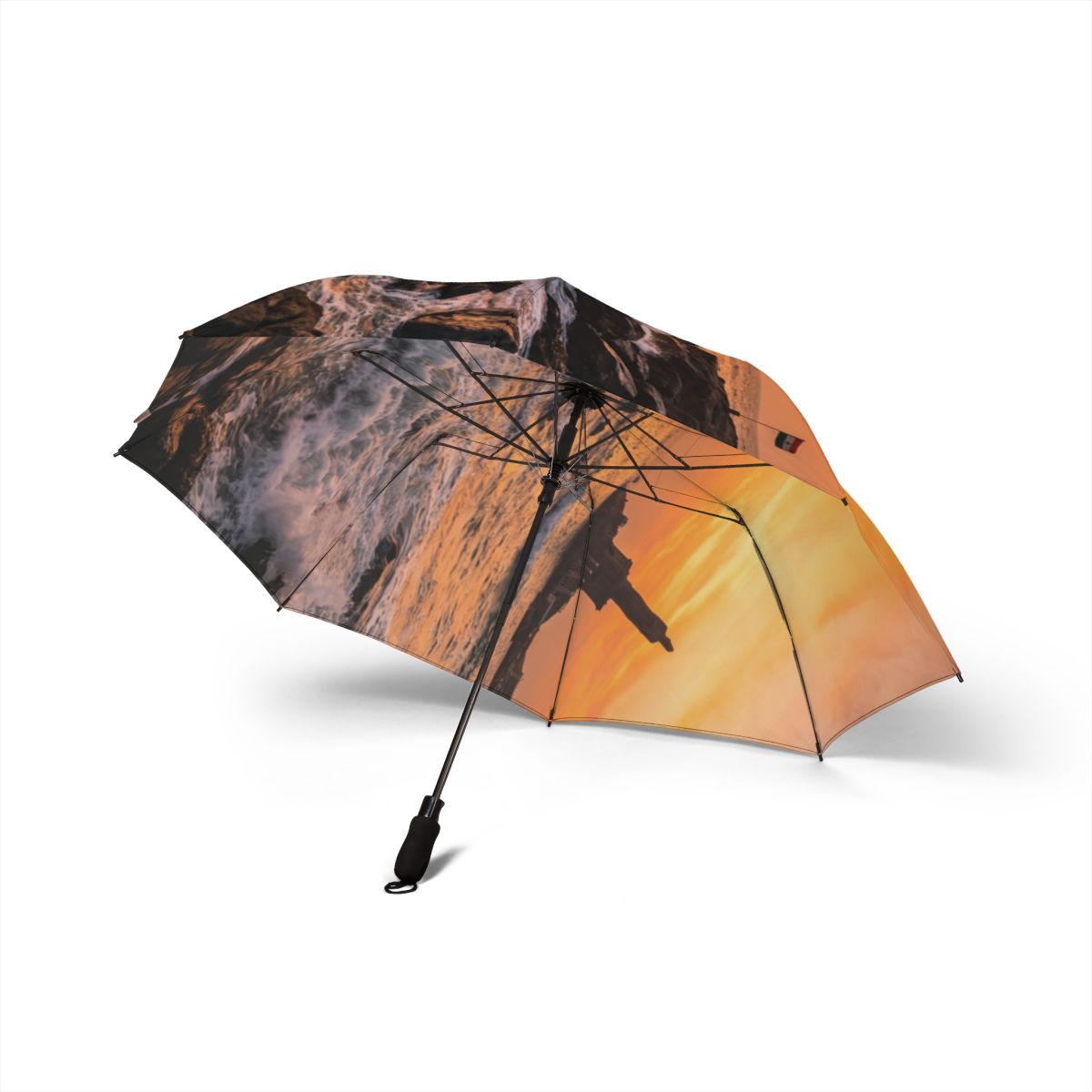 Foldable Umbrella - Golden Ocean Storm