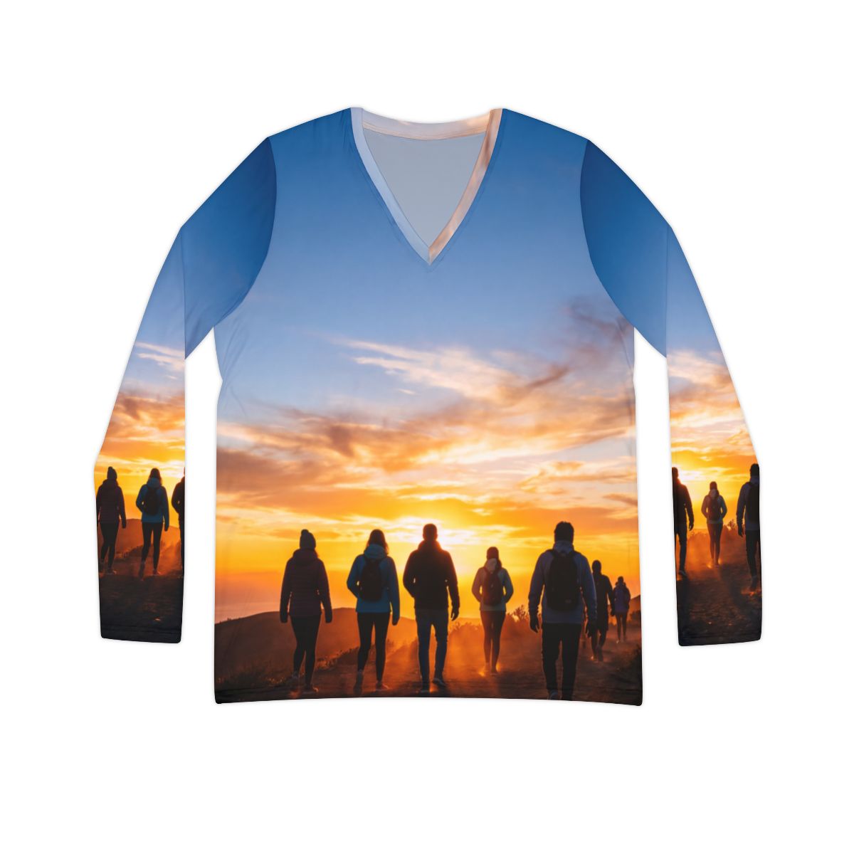 Women's Long Sleeve V-neck - Sunrise Journey
