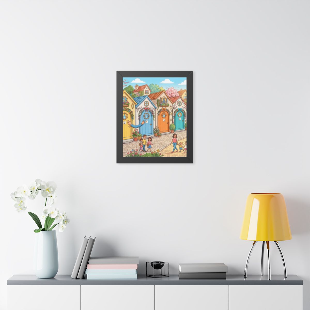 Framed Vertical Poster - Storybook Lane Gateway — Black... |...
