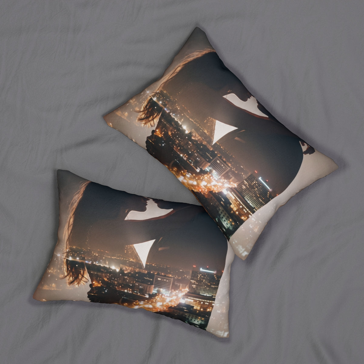 Spun Polyester Lumbar Pillow - City Twilight | Echovira...