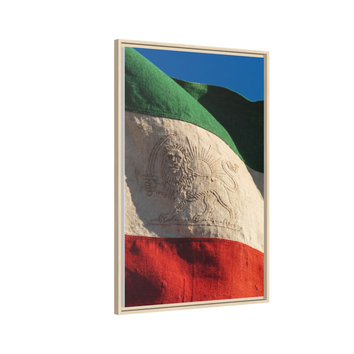 Framed Canvas Art - Distressed Flag — Natural / 1.25"