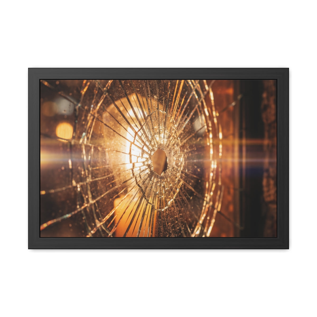 Framed Poster - Moody Fractured Glass — Landscape