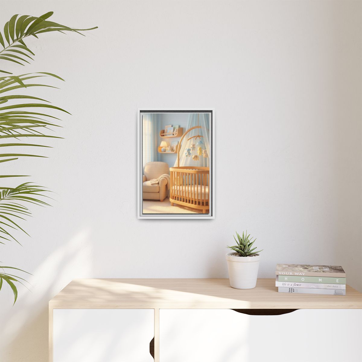 Matte Canvas, Framed - Dreamy Serene Nursery Art — White /...
