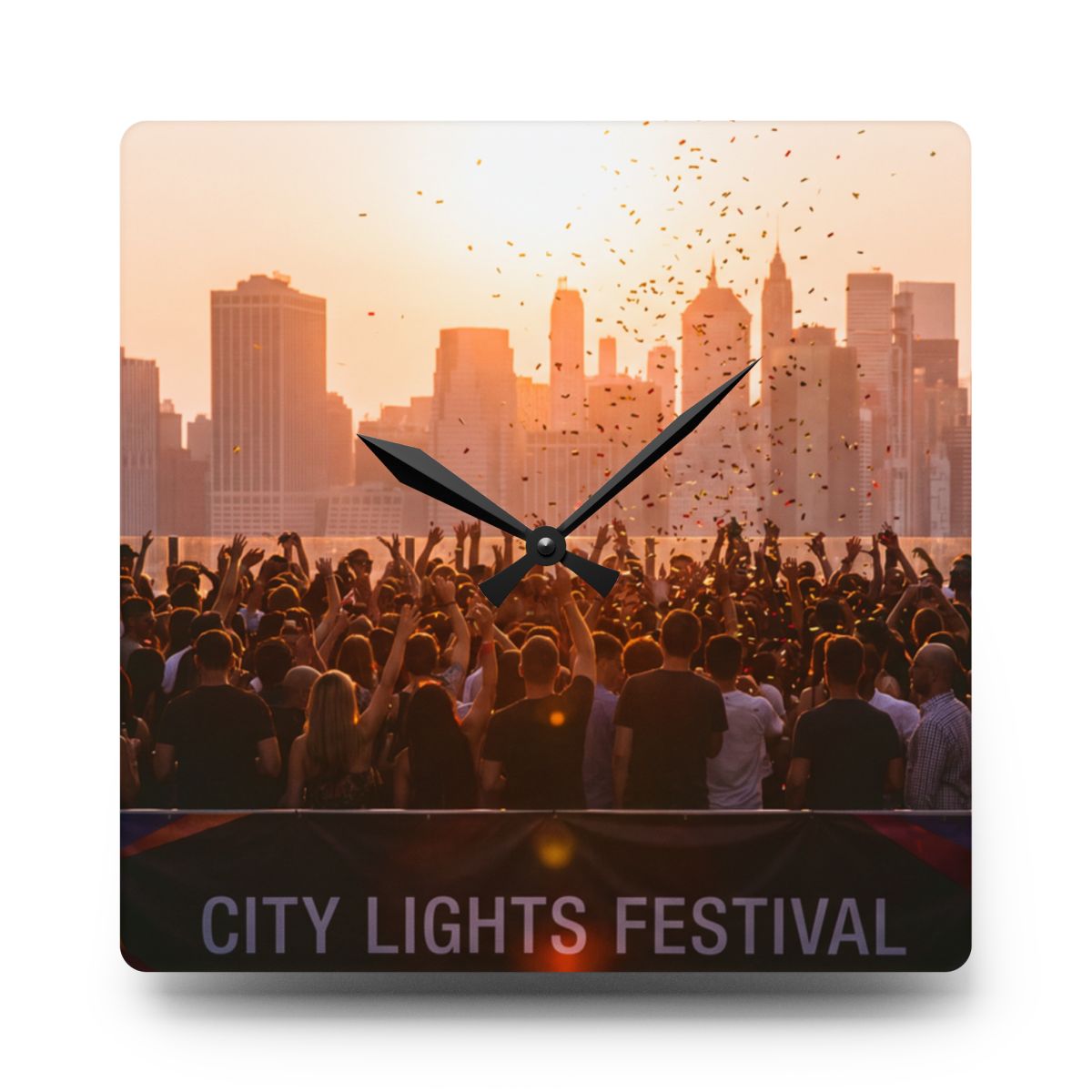 Acrylic Wall Clock - City Lights Festival | Echovira Gallery