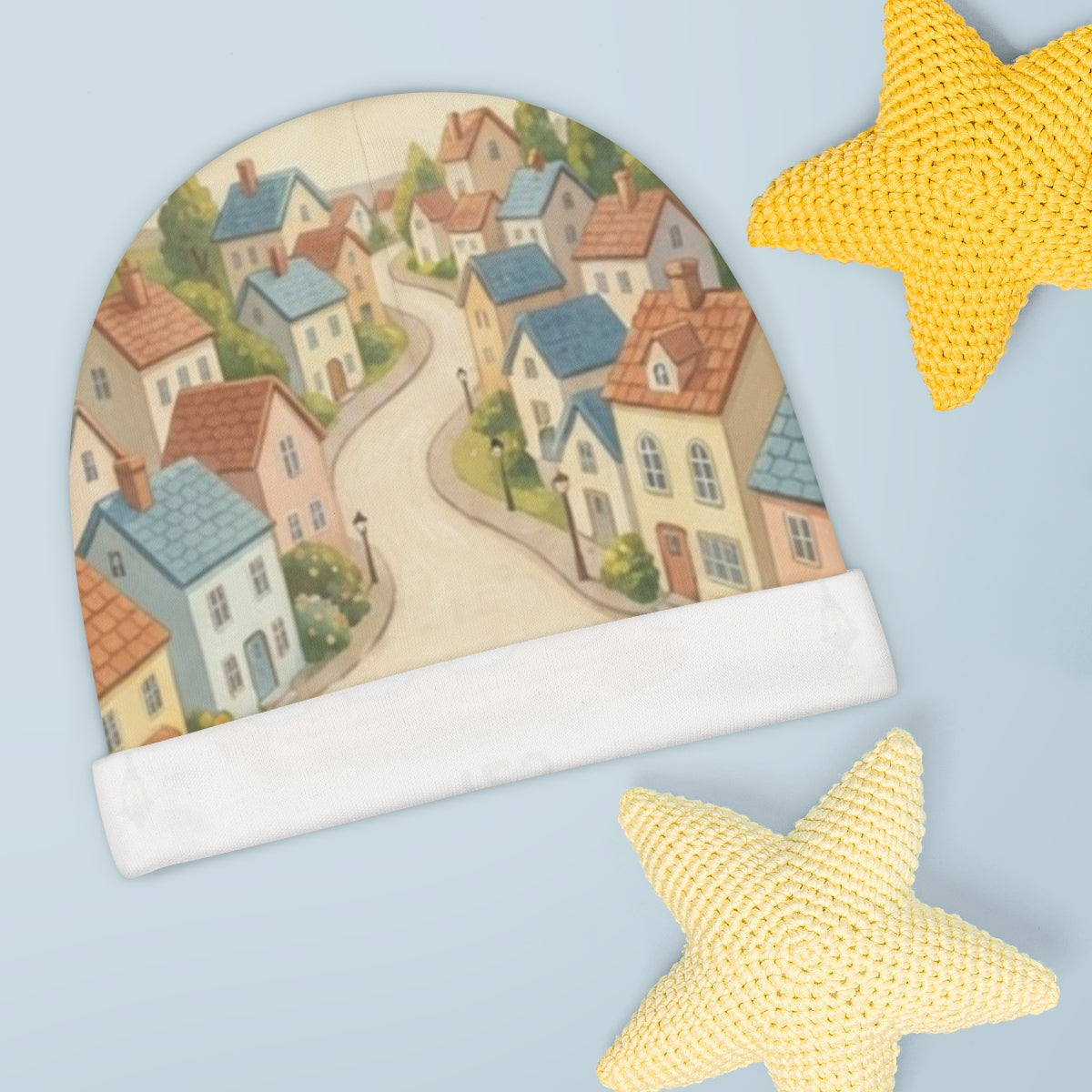 Baby Beanie - Sunny Village Bus Stop | Echovira Gallery