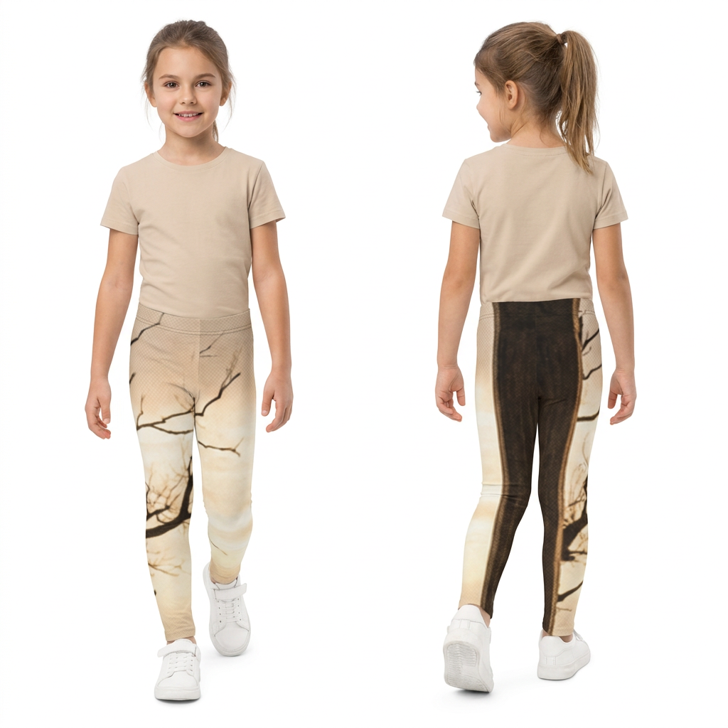 Kids Leggings with Concrete Arch and Tree Art