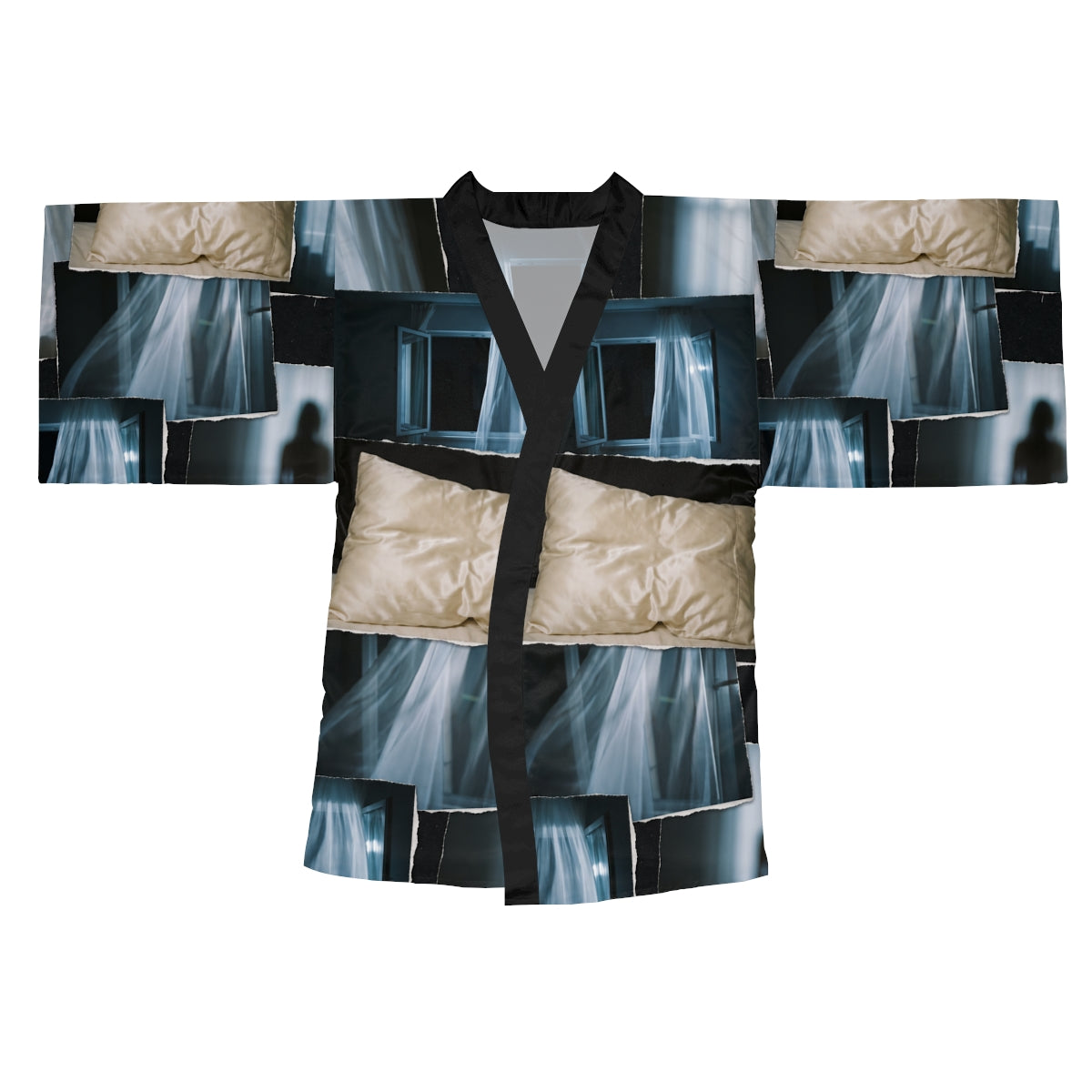 Long Sleeve Kimono Robe - Midnight Window and Silk Pillow......