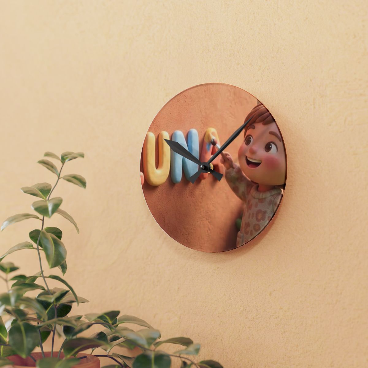 Acrylic Wall Clock - Luna Sunshine Time | Echovira Gallery