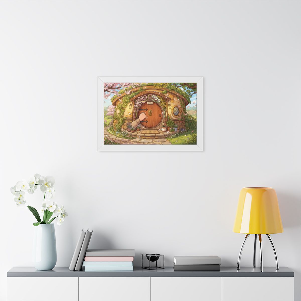Framed Horizontal Poster - Spring Garden Entry — White... |...