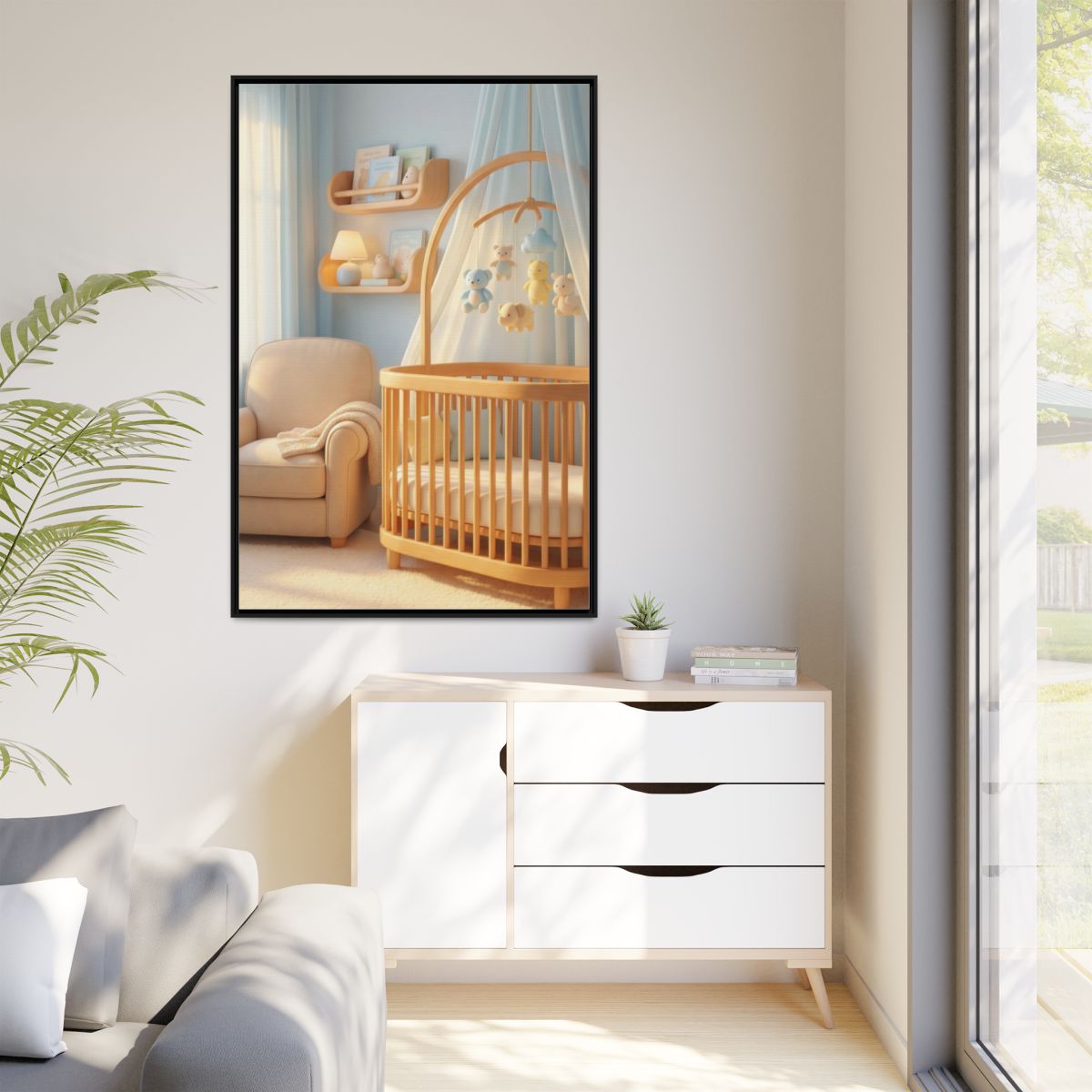 Matte Canvas, Framed - Dreamy Serene Nursery Art — Black /...