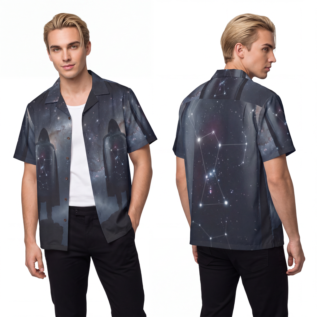 Men's Hawaiian Shirt - Cosmic Sentinel Orion Constellation...
