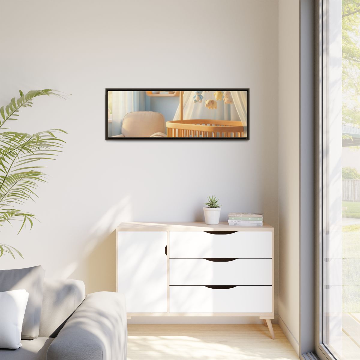Matte Canvas, Framed - Dreamy Serene Nursery Art — Espresso...