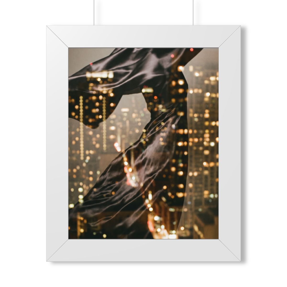 Framed Vertical Poster - Nocturnal City Metamorphosis Art —...