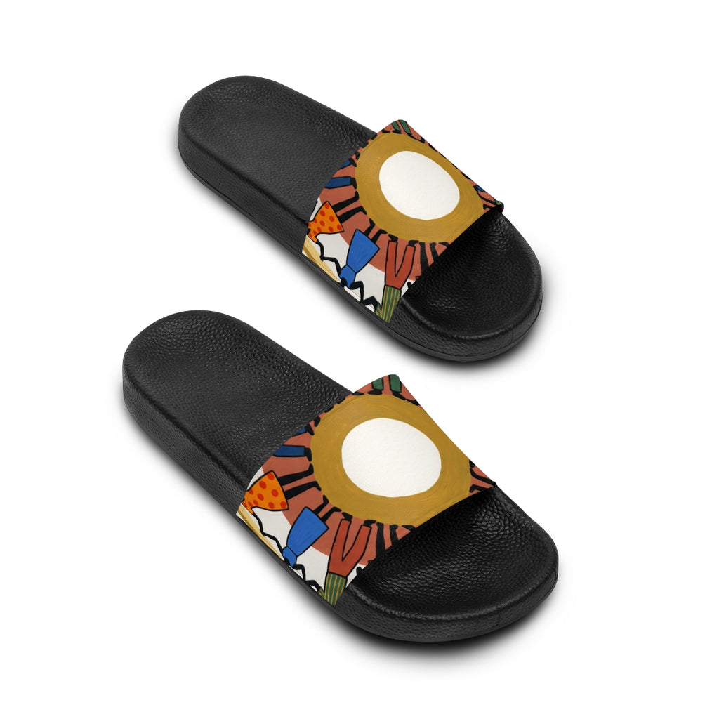 Women's Slide Sandals - Unity Mandala Folk Art | Echovira...