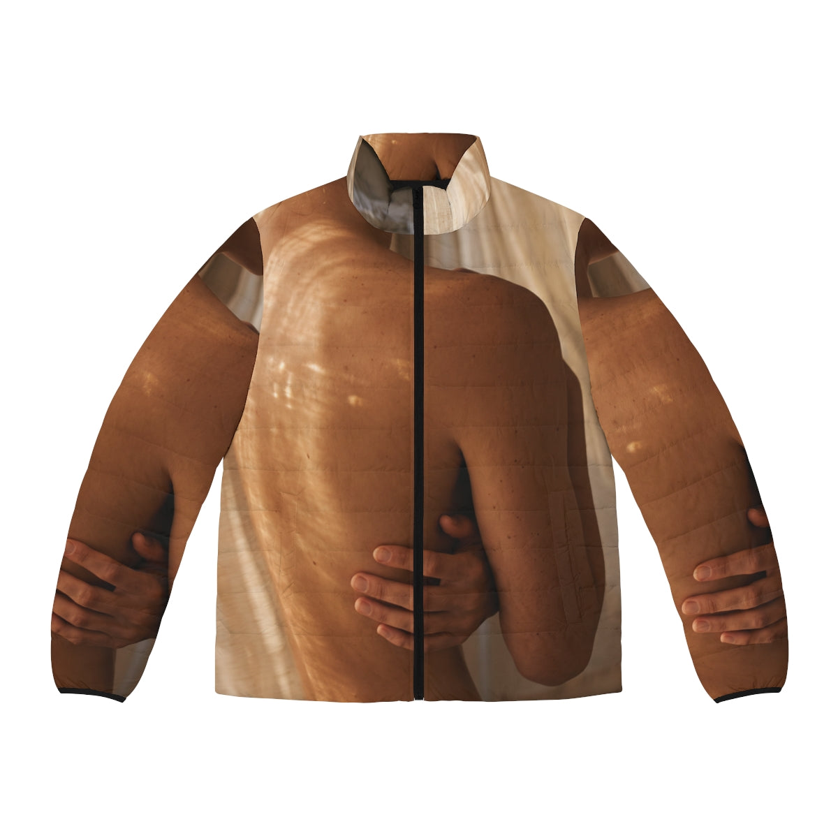 Men's Puffer Jacket - Golden Hour Embrace Solitude Portrait...
