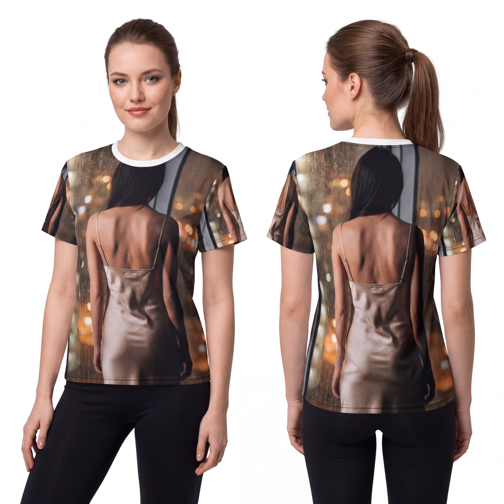 Unisex Cut & Sew Tee - Rainy City lights | Echovira Gallery