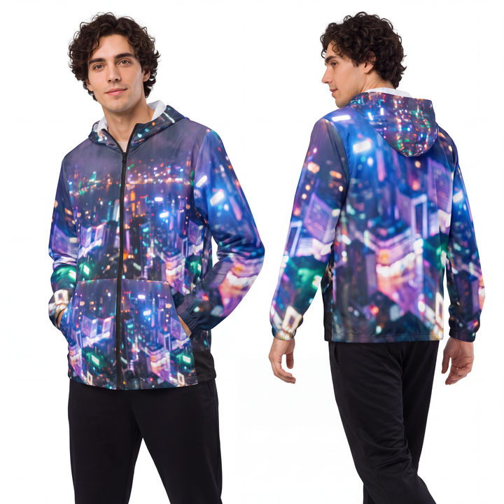 Chaqueta cortavientos para hombre - Luminous Urban Nights
