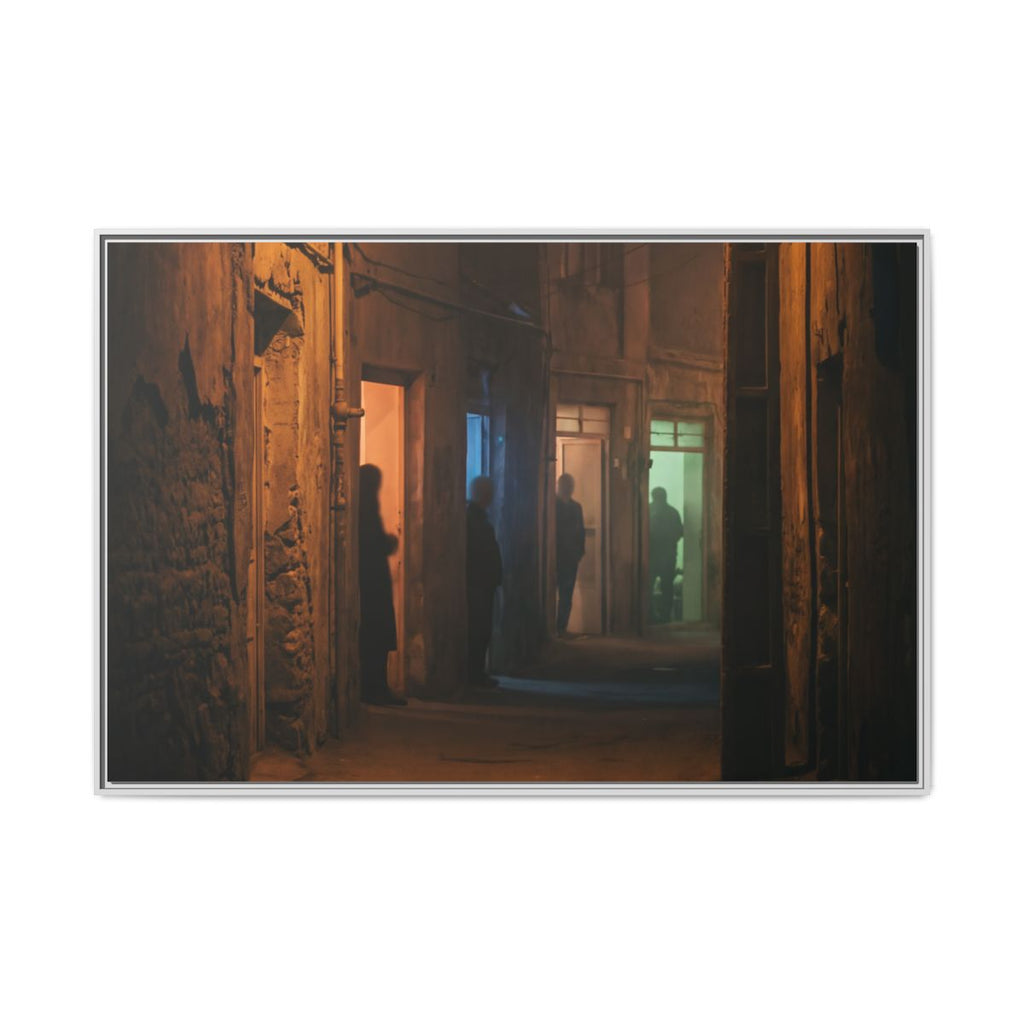 Matte Canvas, Framed - Shadowed Alleyway Mystery Art Print...