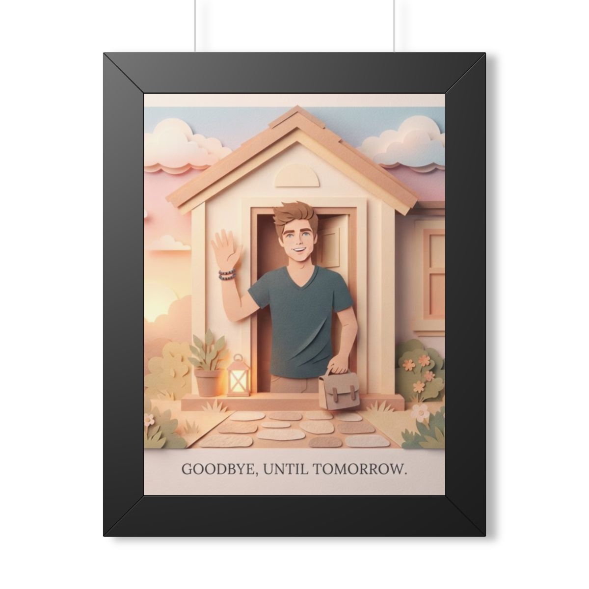 Framed Vertical Poster - Safe Journey Paper Cut Home Art —...