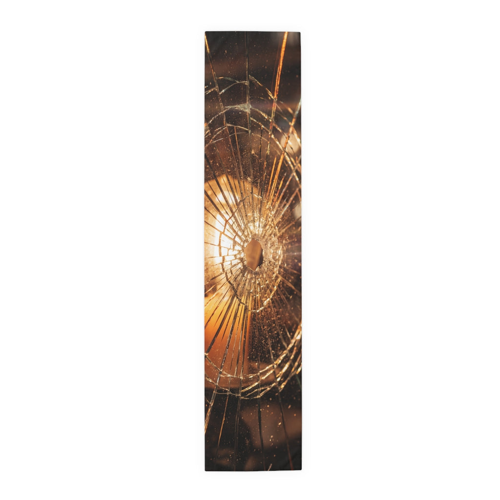 Table Runner - Golden Fracture Dining Art | Echovira Gallery
