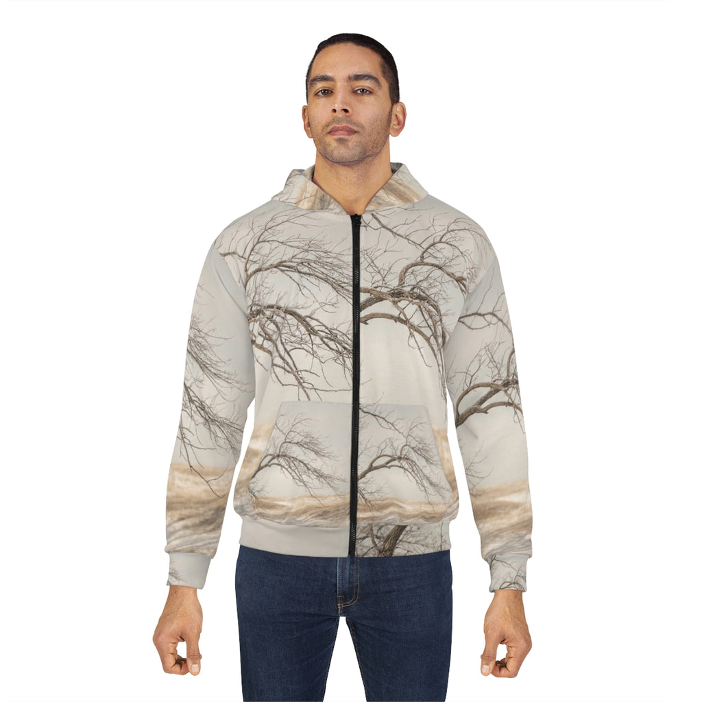 Men's Unisex Zip Hoodie - Silent Branches Winter Landscape...
