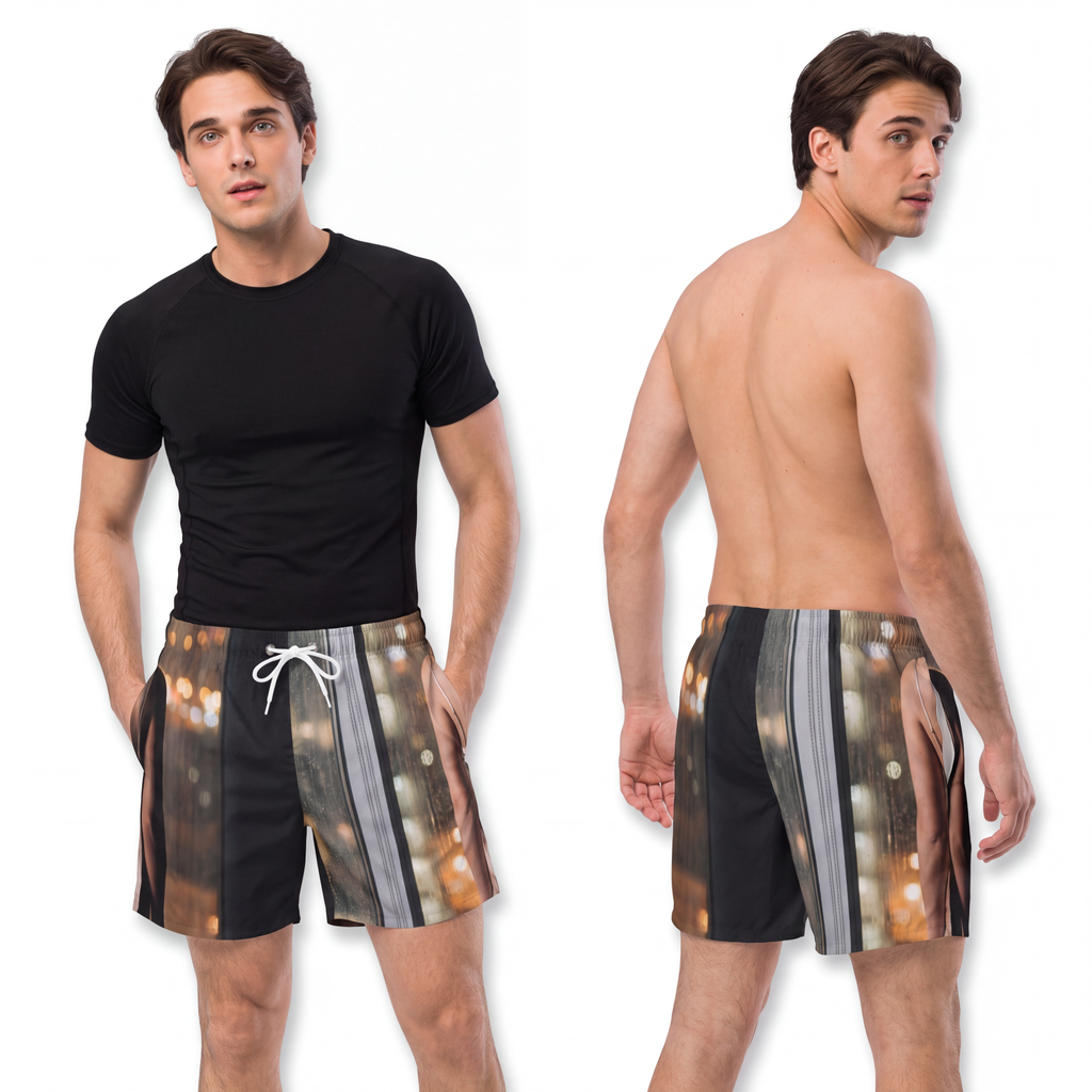 Swim Trunks - Shimmering City Nights | Echovira Gallery