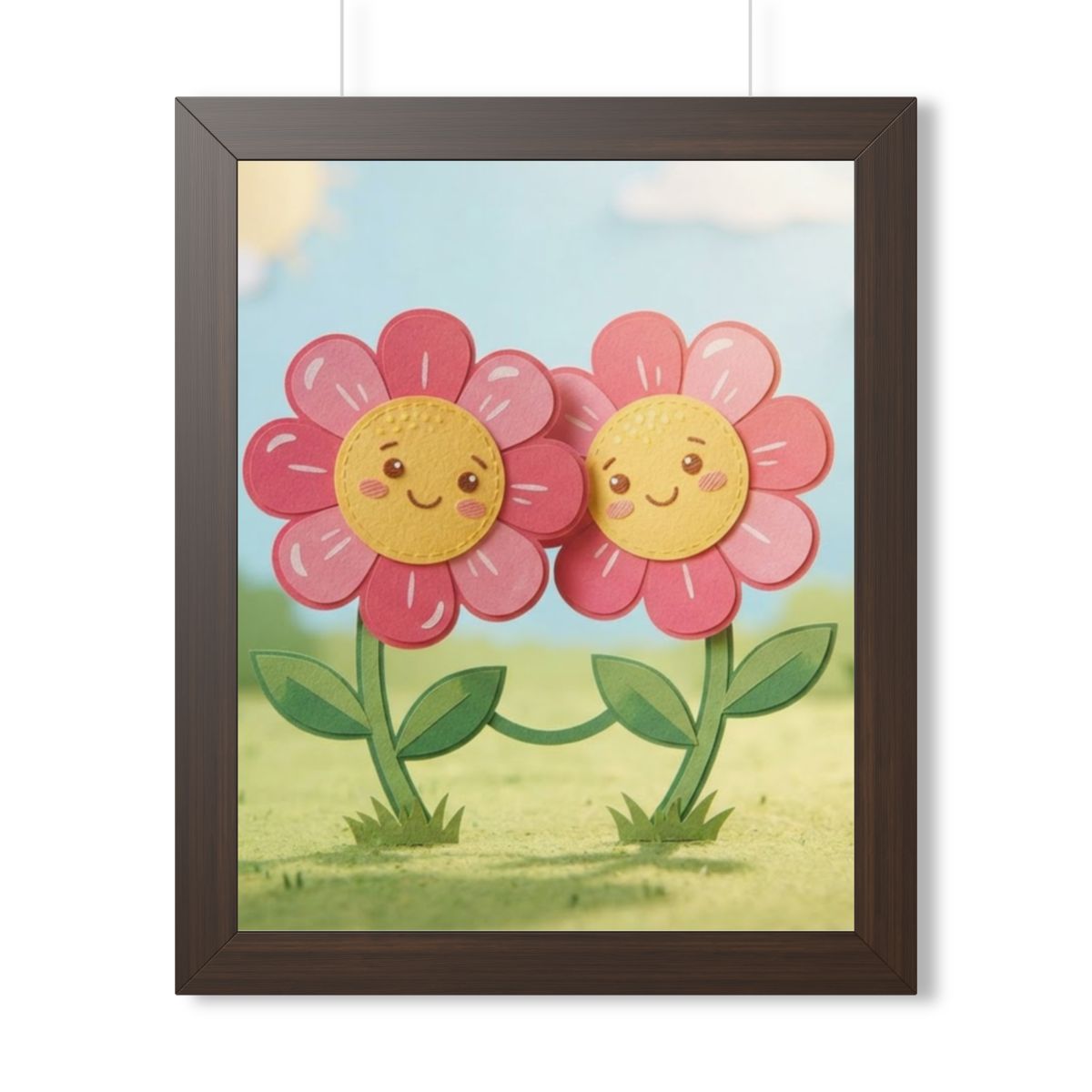Framed Vertical Poster - Blooming Friends Papercraft Floral...