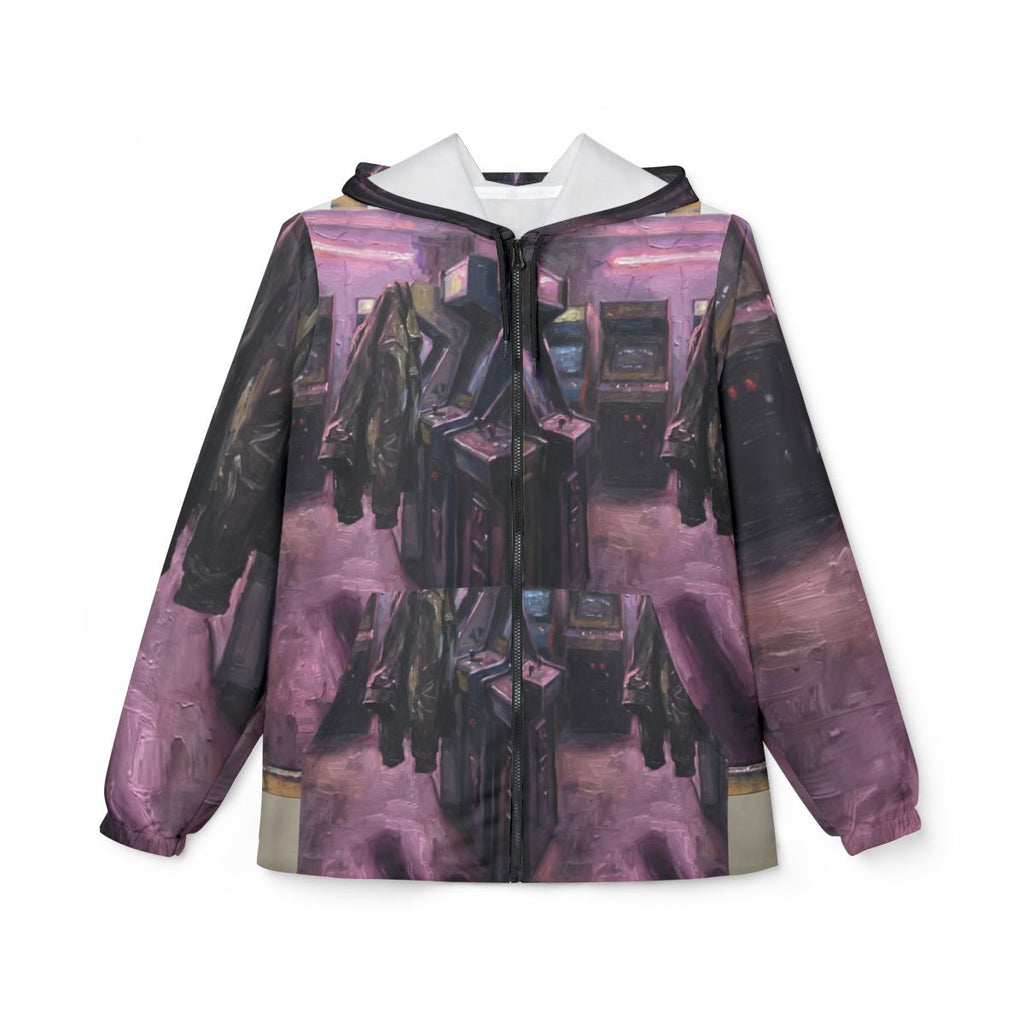 Men's Windbreaker - Neon Arcade Nights | Echovira Gallery