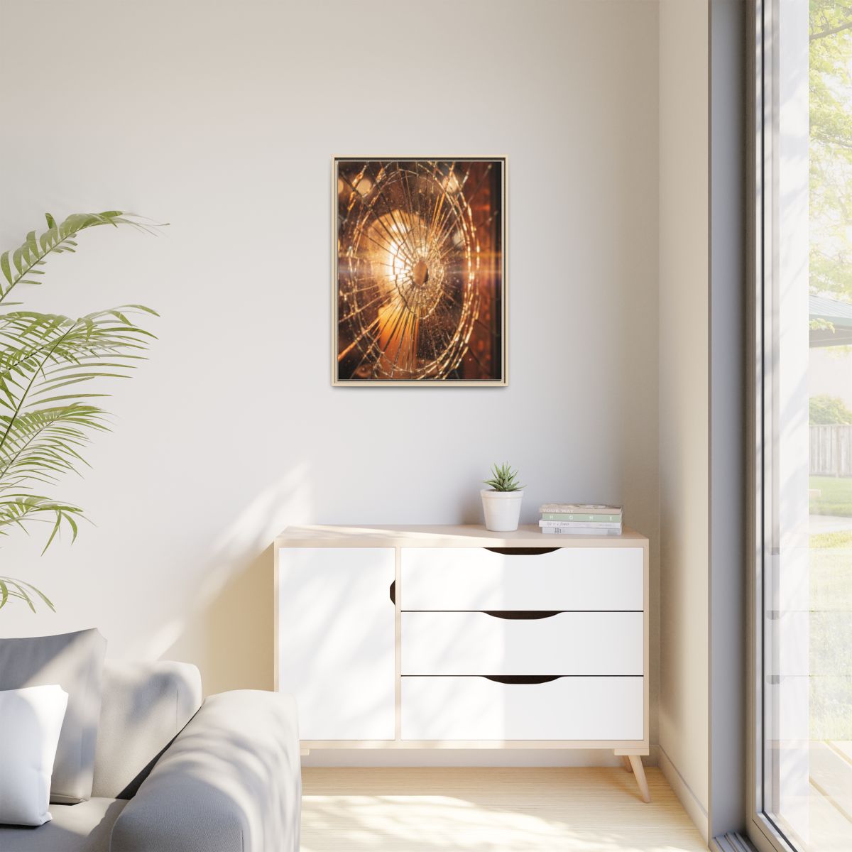 Matte Canvas, Framed - Golden Fractured Art — Natural /... |...
