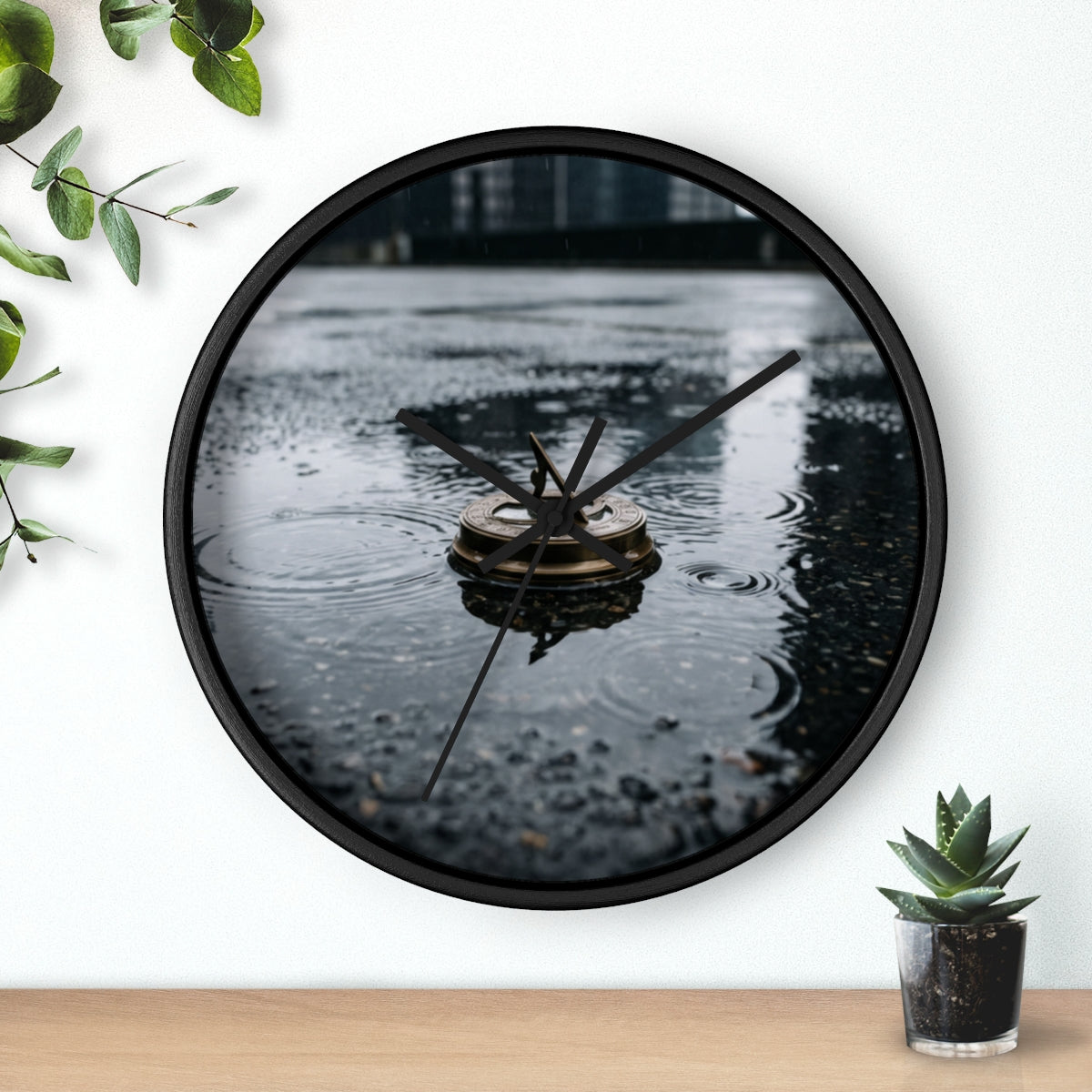 Wall Clock - Sundial in Rain Urban Timepiece | Echovira...