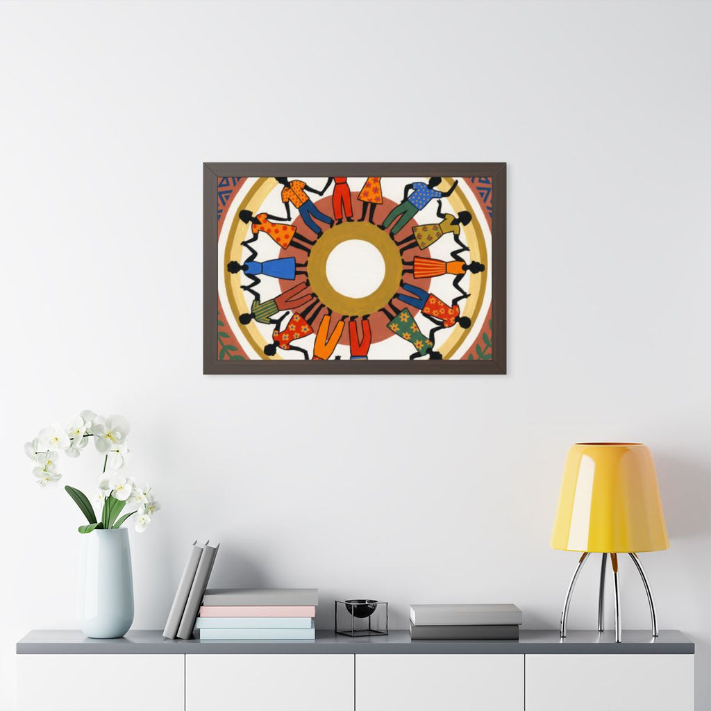 Framed Horizontal Poster - Unity Mandala Folk Art (14×11......