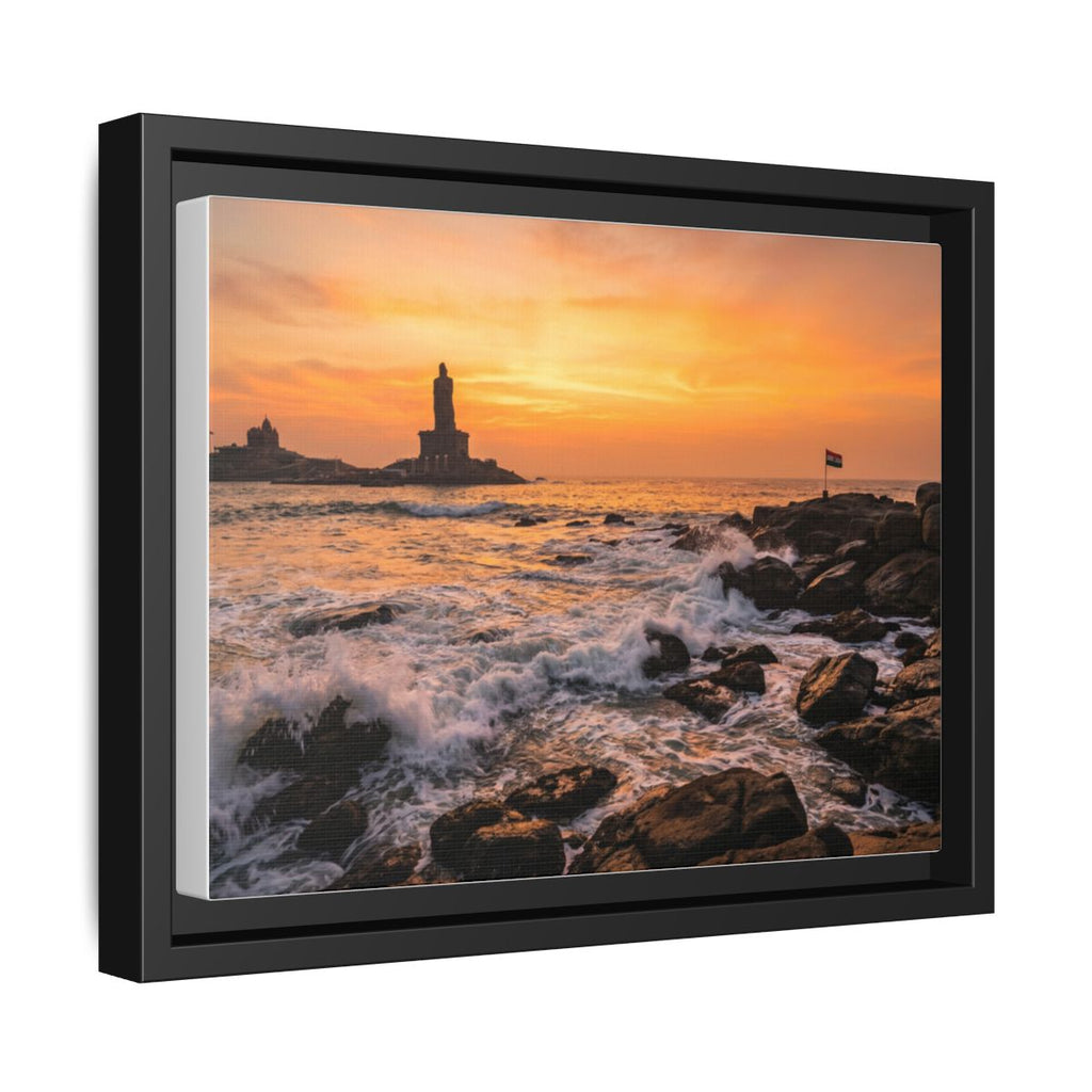 Framed Canvas - Golden Coast Dawn — Black / 1.25"