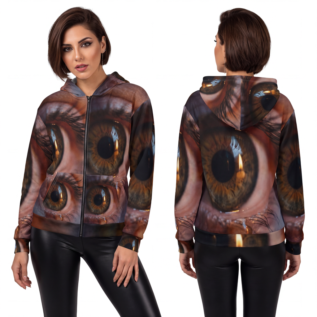 Unisex Zip Hoodie - Amber Iris Reflection Fine Art Print |...