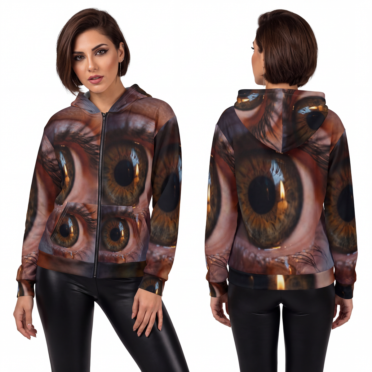 Unisex Zip Hoodie - Amber Iris Reflection Fine Art Print |...