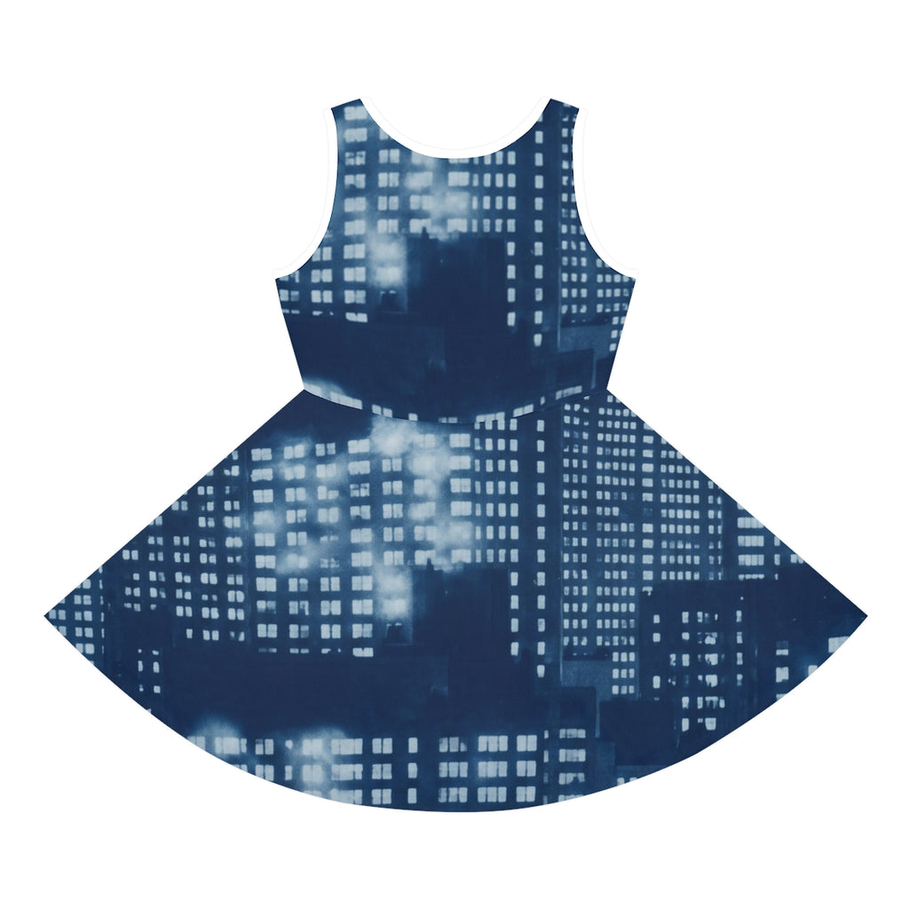 Girls' Sleeveless Sundress with City Skyline