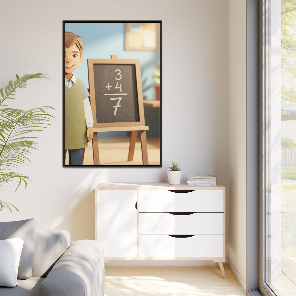 Matte Canvas Framed - Classroom Math Paper Art — Espresso /...
