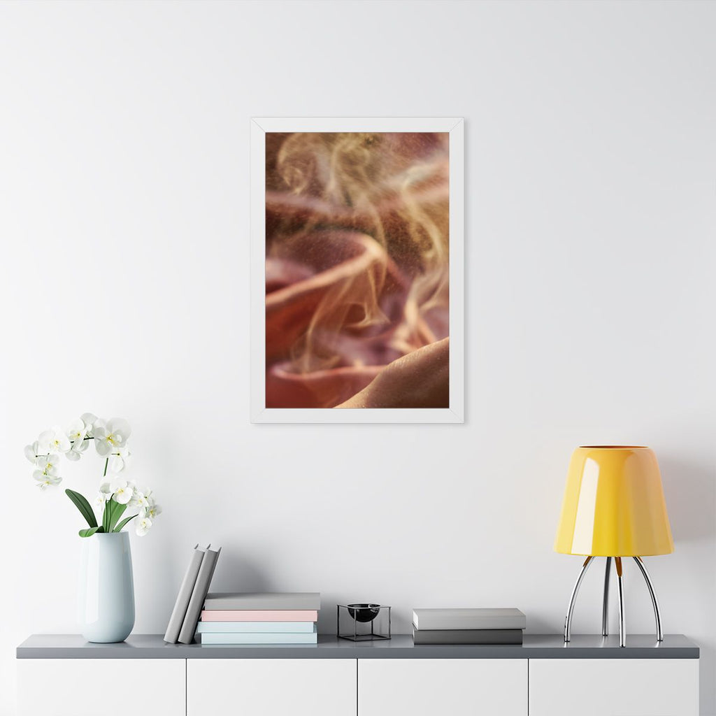 Framed Vertical Poster - Golden Mist Perfume Ritual Art —......