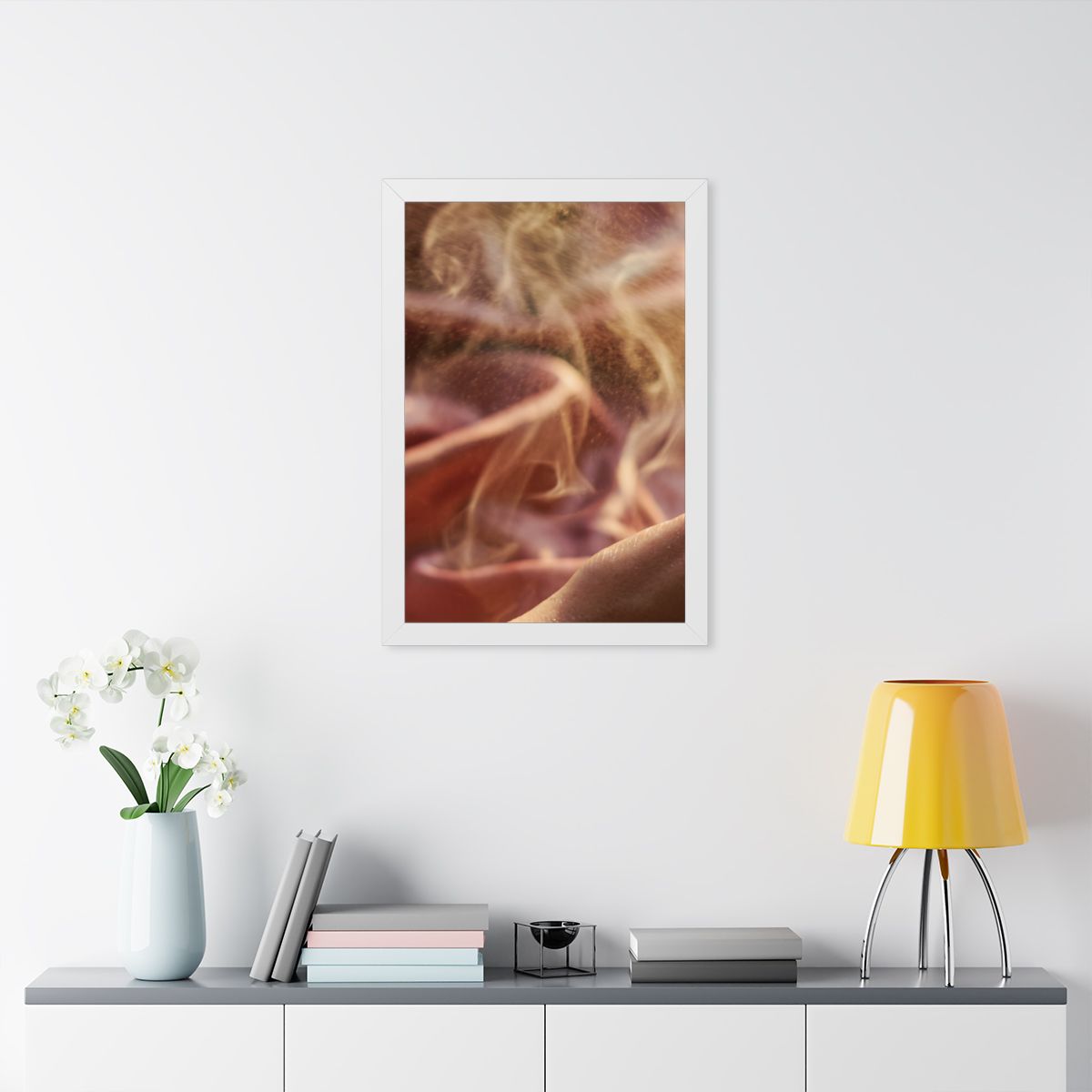 Framed Vertical Poster - Golden Mist Perfume Ritual Art —......
