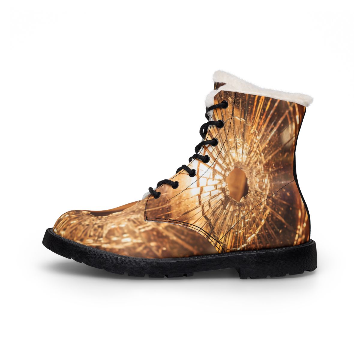 Men's Boots - Golden Fracture Fur & Leather Boots | Echovira...