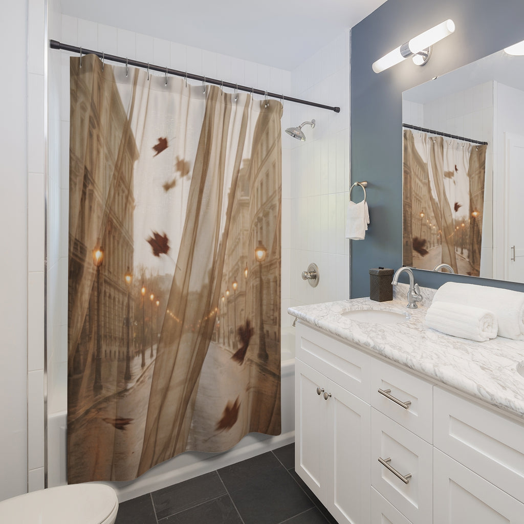 Shower Curtains - Paris Autumn Boulevard | Echovira Gallery