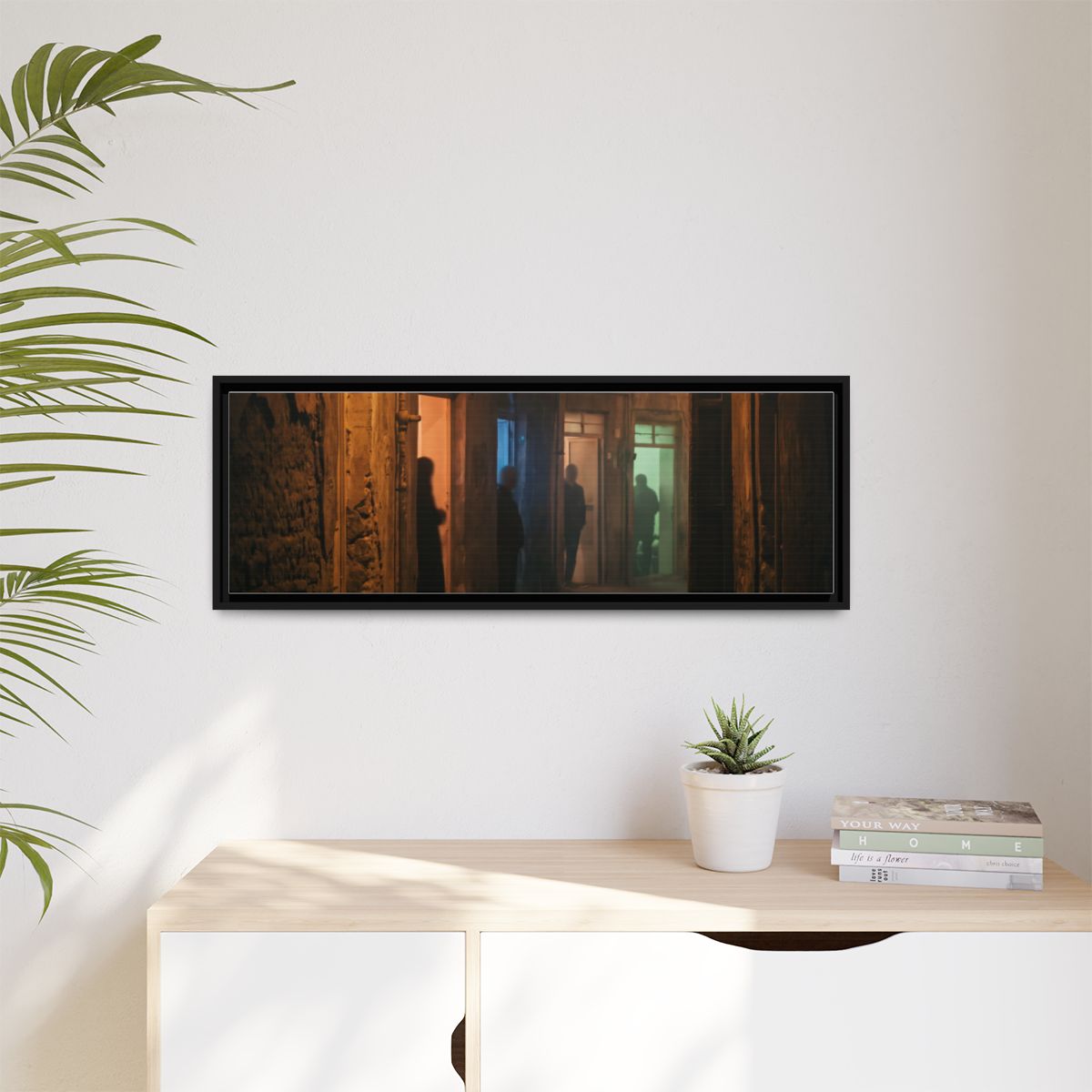 Matte Canvas, Framed - Shadowed Alleyway Mystery Art Print...