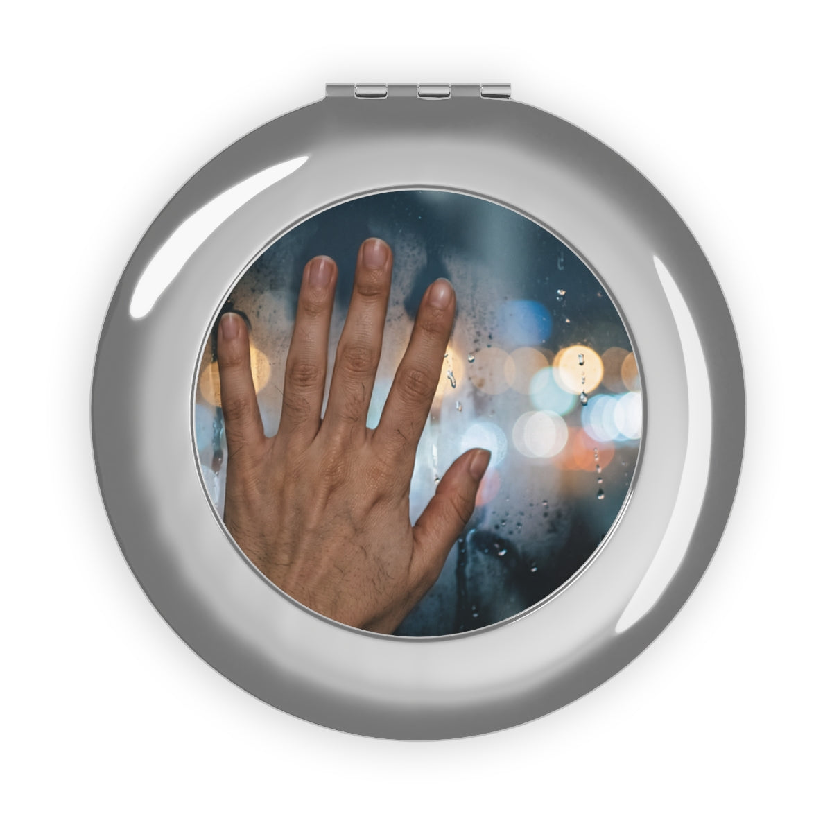 Rainy City Window Art Compact Travel Mirror